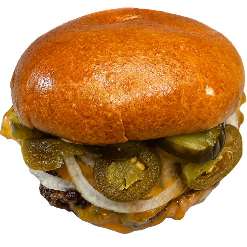 Doble Chilli & Cheese Burger (Scharf Zeichen)